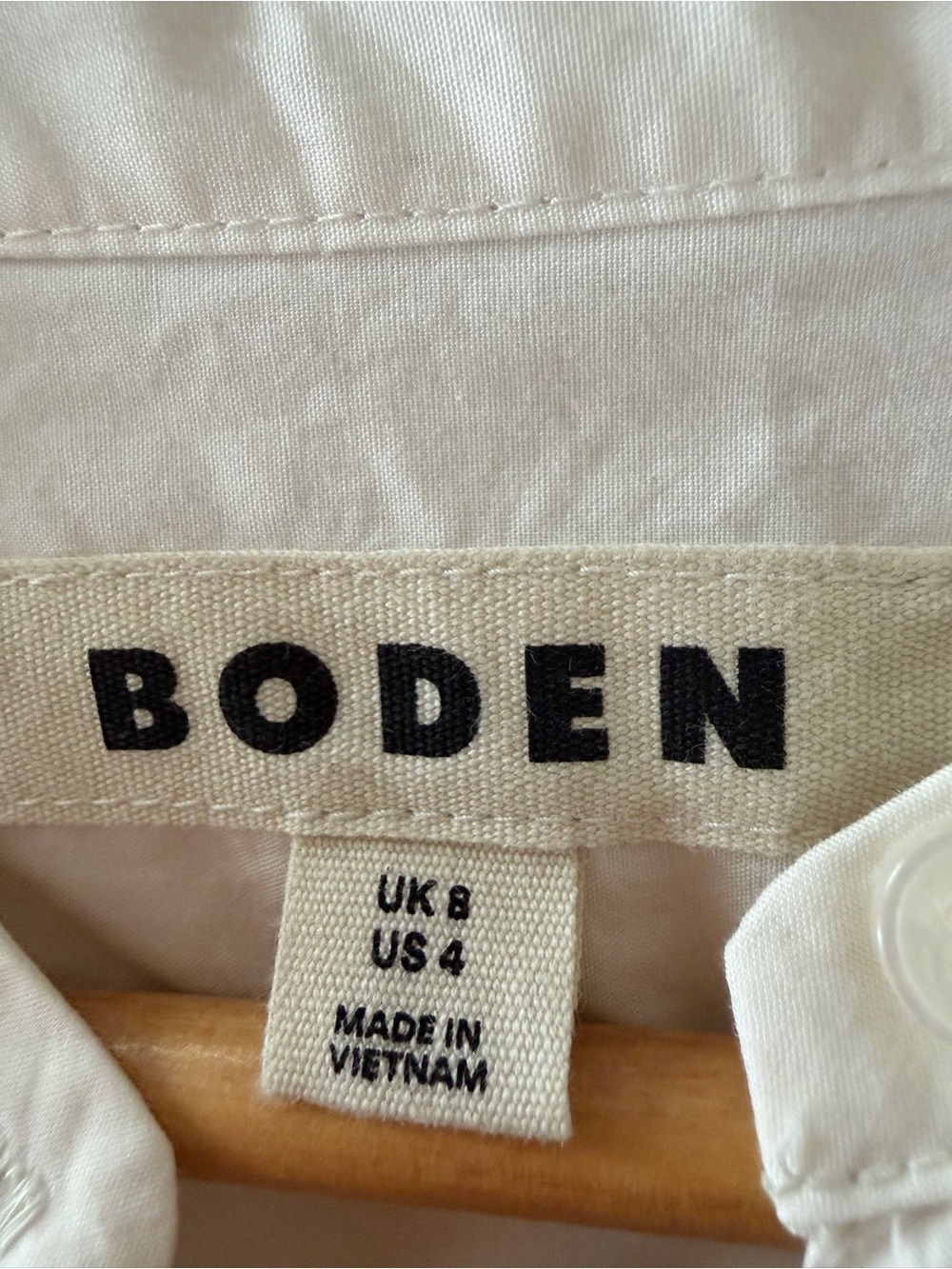 Boden White Button-Down Puff-Sleeve Henley Shirt - Picture 4 of 4